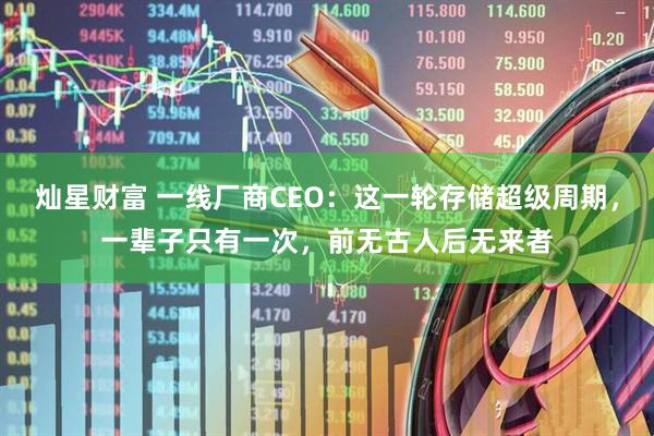 灿星财富 一线厂商CEO：这一轮存储超级周期，一辈子只有一次，前无古人后无来者