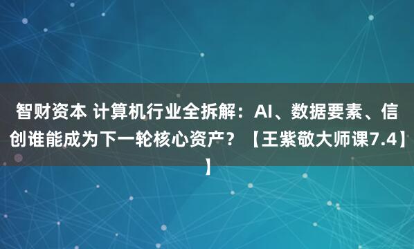 智财资本 计算机行业全拆解：AI、数据要素、信创谁能成为下一轮核心资产？【王紫敬大师课7.4】